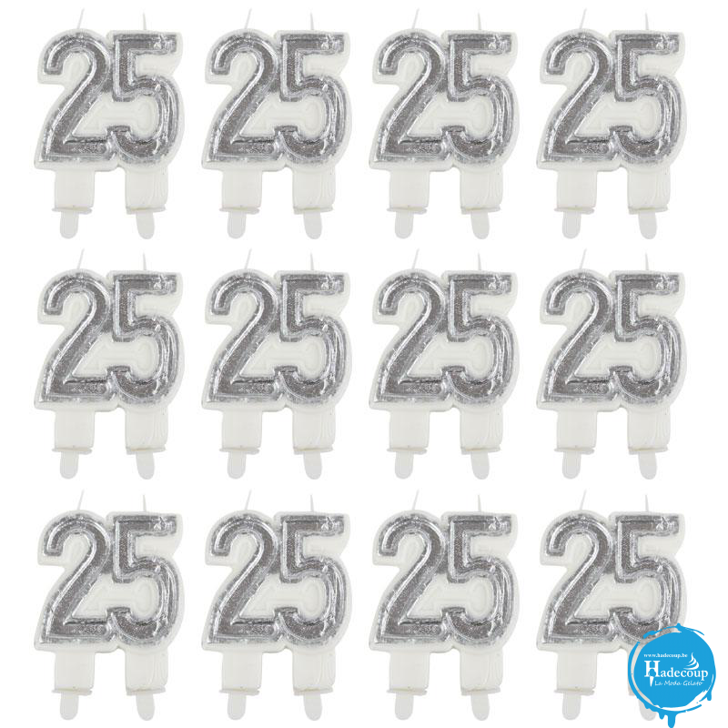 Leman Candle silver 25 years 5 cm (12 stuks) (LM29017)