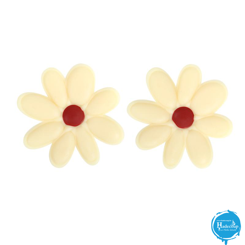 Cargill - Leman LM34172 - White flower with red heart 4 cm (100 Pcs) (LM34172)