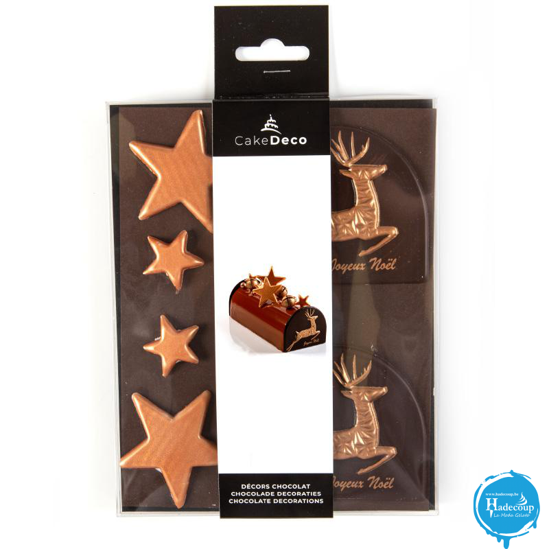 Cargill - Leman LM39701 - CakeDeco set deer buche stars bronze (6 Pcs) (LM39701)