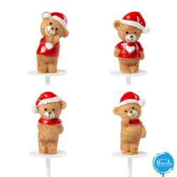 Cargill - Leman LM15428 - Xmas bear with hat 4 cm (64 Pcs) (LM15428)