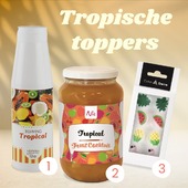 Breng je klanten in zomersferen met deze tropische producten! 🏝️

1. Tropical Topping, Leagel - LE351901
2. Fruit cocktail Tropical, Nic - DIP070
3. Cakedeco Tropical 2D, Leman - LM39300